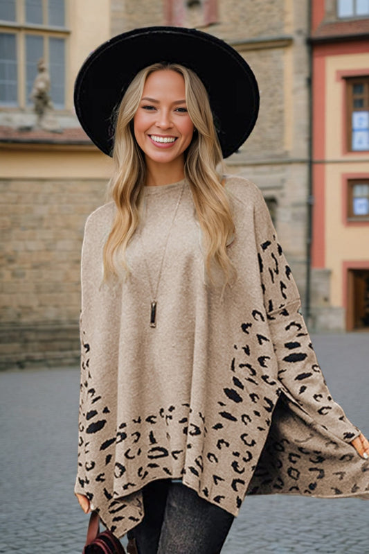 Leopard High Neck Oversized Sweater