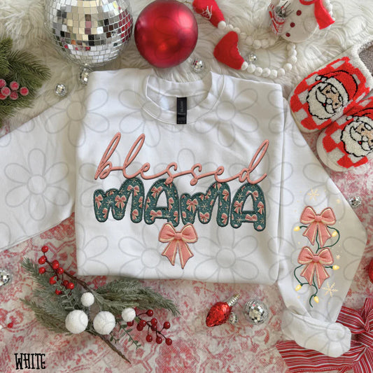 Blessed Mama Pink Bows Christmas Lights
