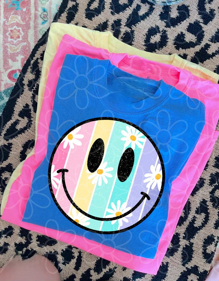 Floral Stripes Smiley Tee