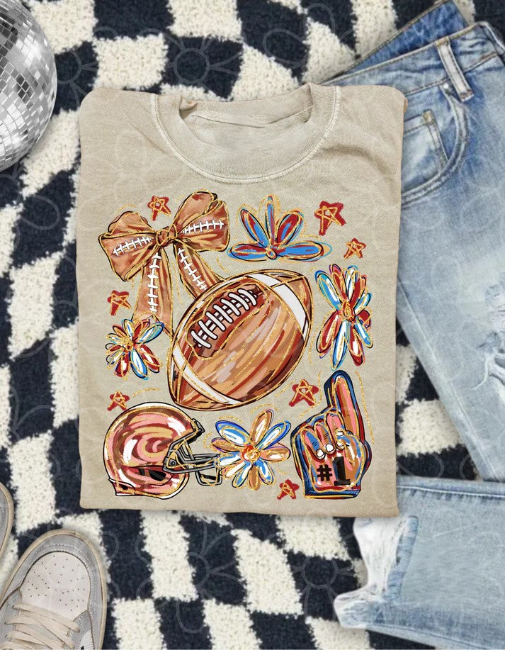 Gold Floral Football Tee