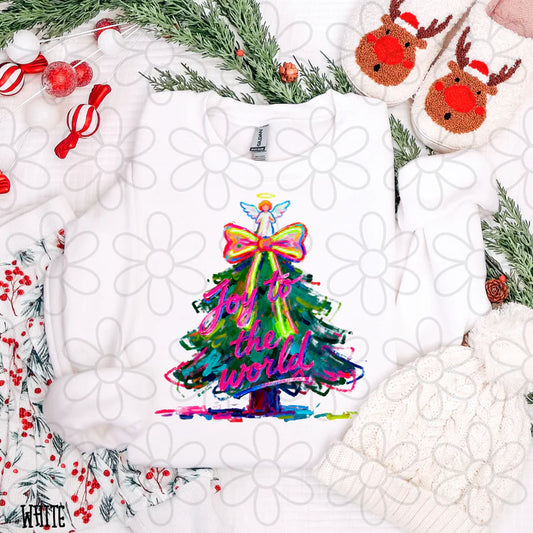 Joy To The World Christmas Tree Angel Bow