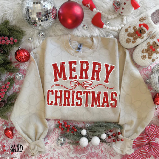 Varsity Red Merry Christmas Bow