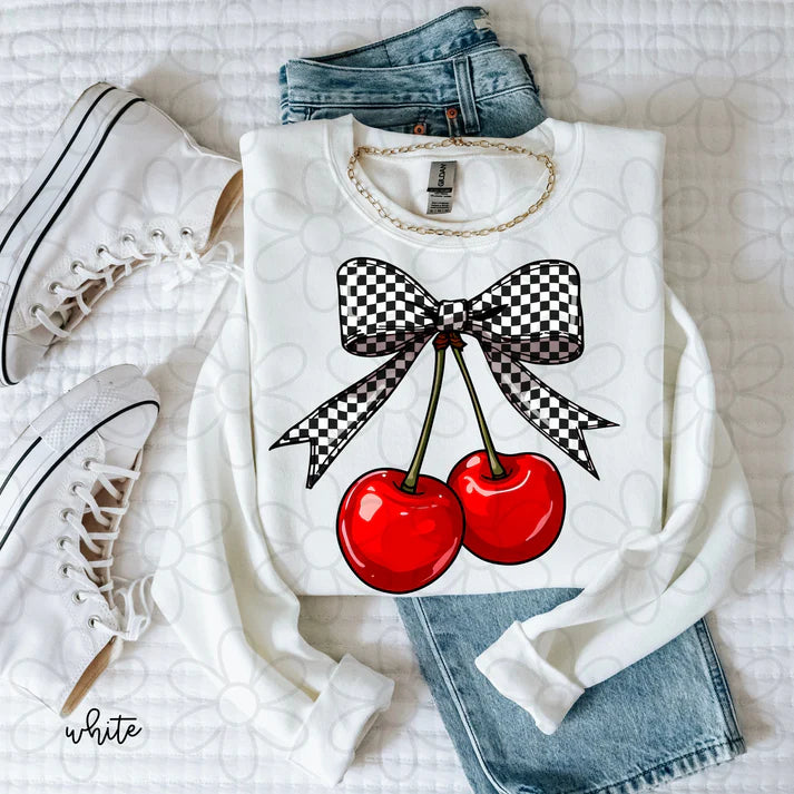 Checkered Bow Cherries Tee