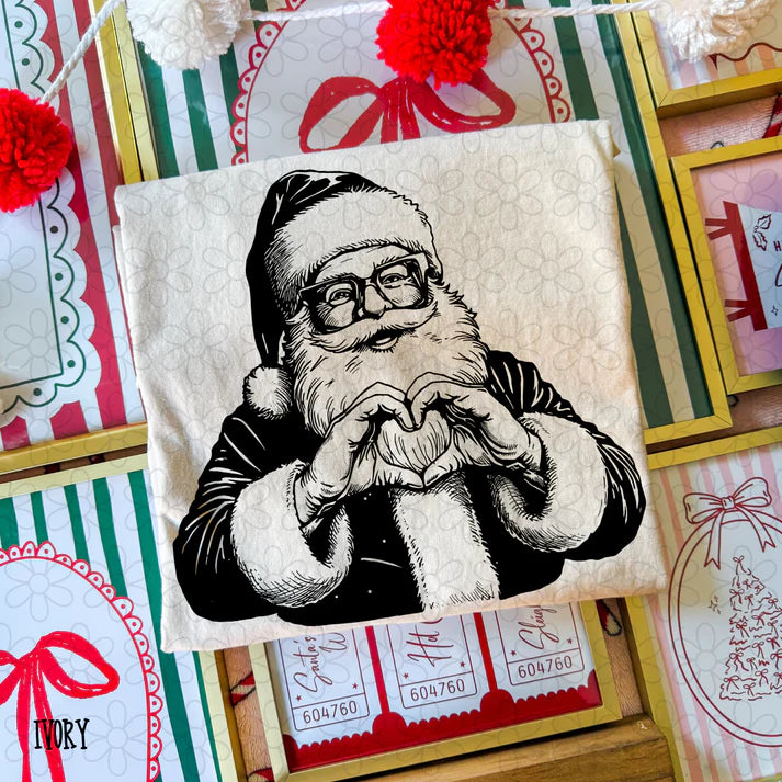 Black white santa heart hands