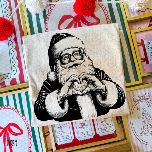 Black white santa heart hands