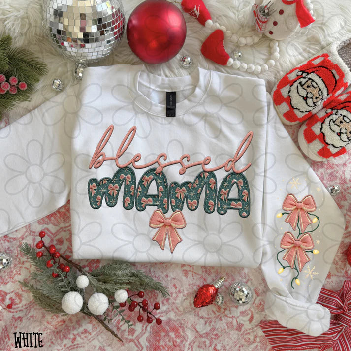 Blessed Mama Pink Bows Christmas Lights