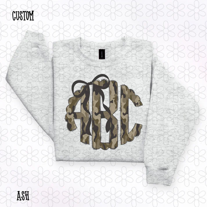 Camo Brown Bow Custom Monogram