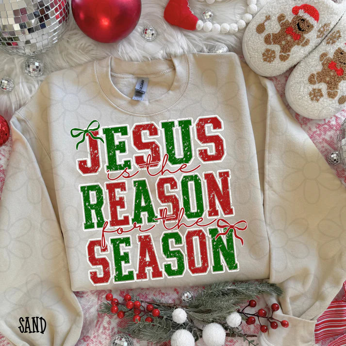 Jesus Is The Reason For The Season Red Green Bows