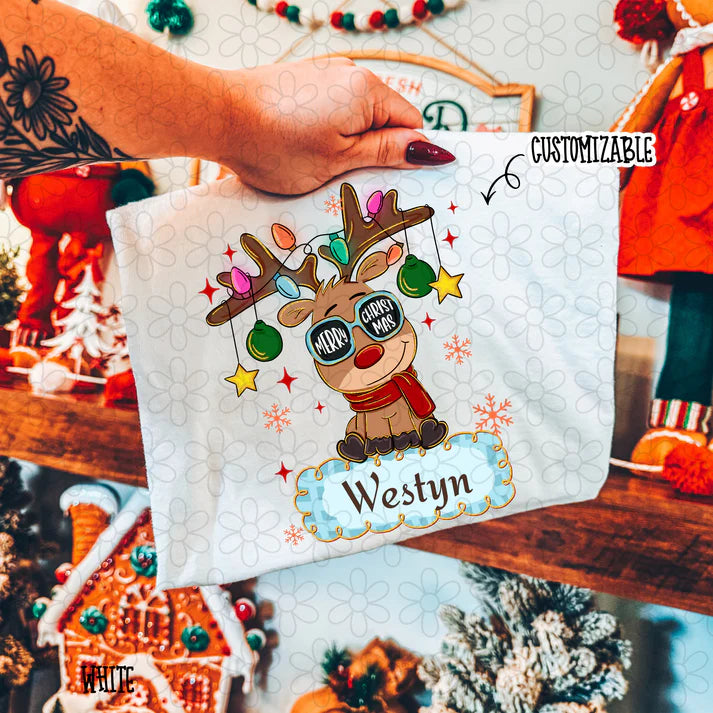 Merry Christmas Sunglasses Reindeer Boys Custom Name
