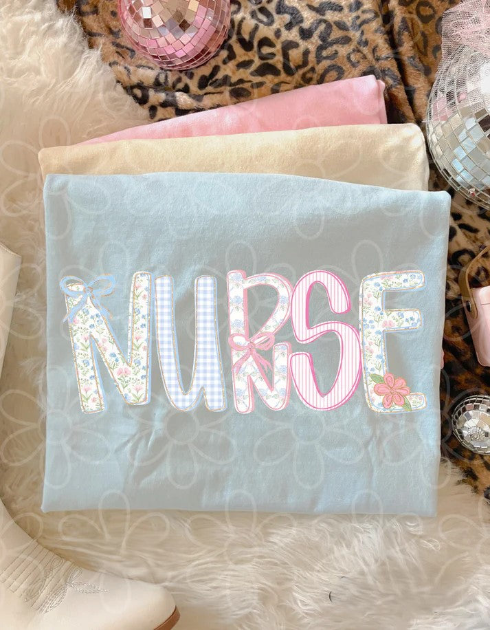 Custom Nurse Floral Bows Tee