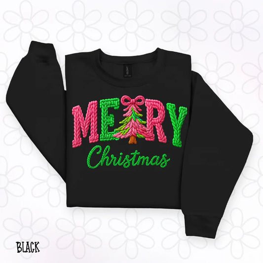 Pink Green Merry Christmas Tree