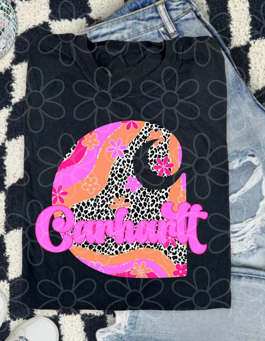 Pink & Orange Flowers Leopard Carhartt