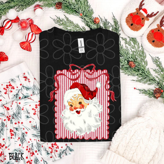 Red Stripes Vintage Santa Coquette Bow